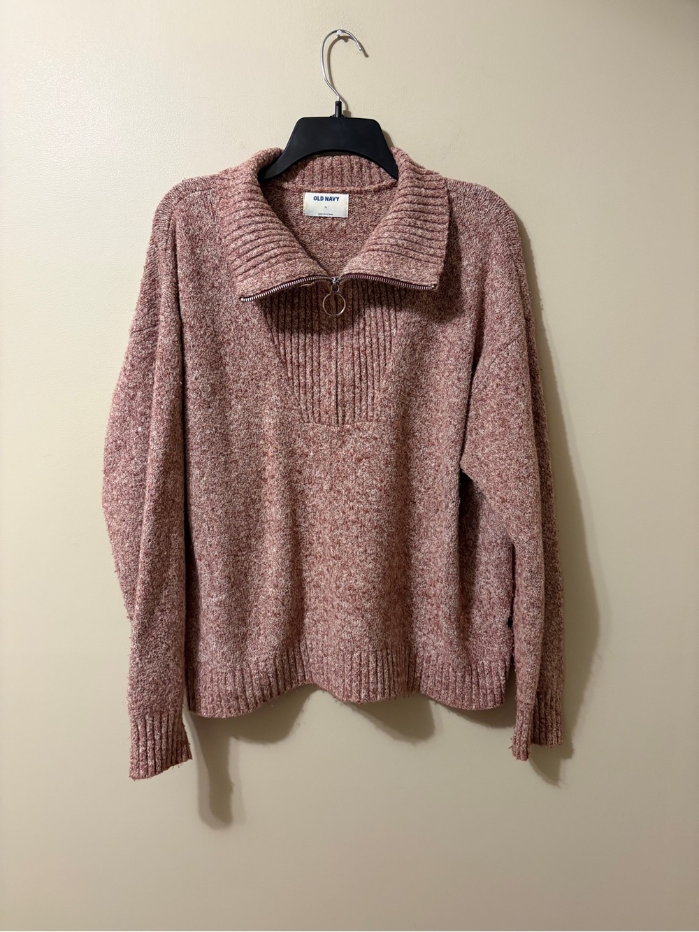 Old Navy Women's Dusty Rose Zip-Collar Cowl Sweater Size XL